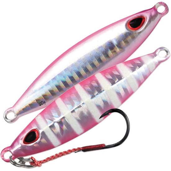 150gm Storm Gomoku Koika Jig - Slow Pitch Jig Fishing Lure - Silver Pink Zebra