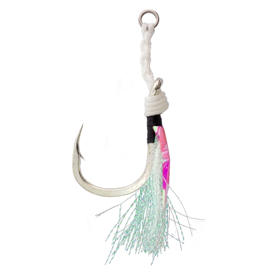 Mustad Size 4/0 White Flash Ocean Brute Heavy Jig Assist Fishing Hooks