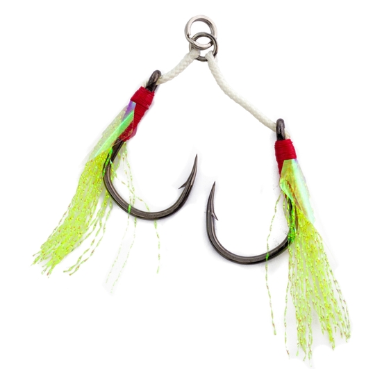 2 Pack Of Size 1/0 Mustad Light Jig Assist Hooks - Double Hook Fishing Rigs