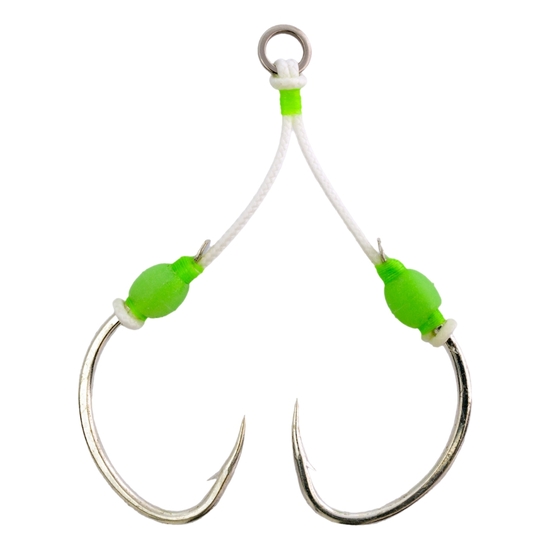 2 Pack of Size 4/0 Mustad Slow Pitch Jig Assist Hooks -Kevlar Joined Chemical Sharp Hooks
