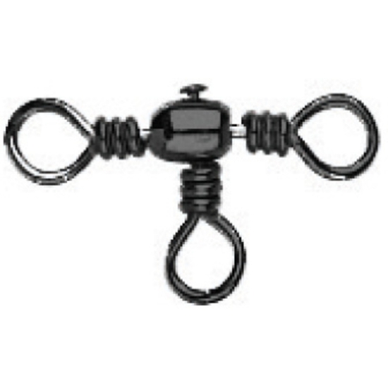 3 x Packets of Mustad Black Barrel 3 Way Crossline Fishing Swivels - Size 10