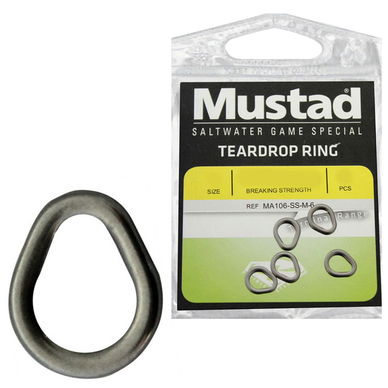 Mustad Stainless Steel Teardrop Ring SzS 310lb / 141Kg 7pce/Pkt For Fishing Lures