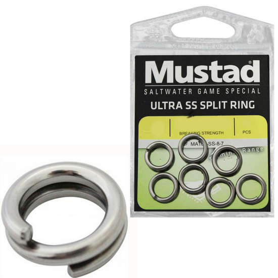 Mustad Ultra SS Split Ring Heavy Sz11 440lb 5 Pieces / Pkt
