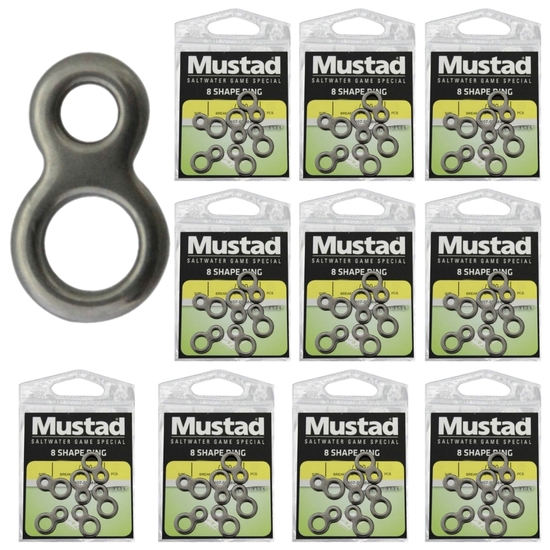 10 x Packets of Small Mustad Stainless Steel 8-Shaped Rings - Figure of Eight Fishing Rings