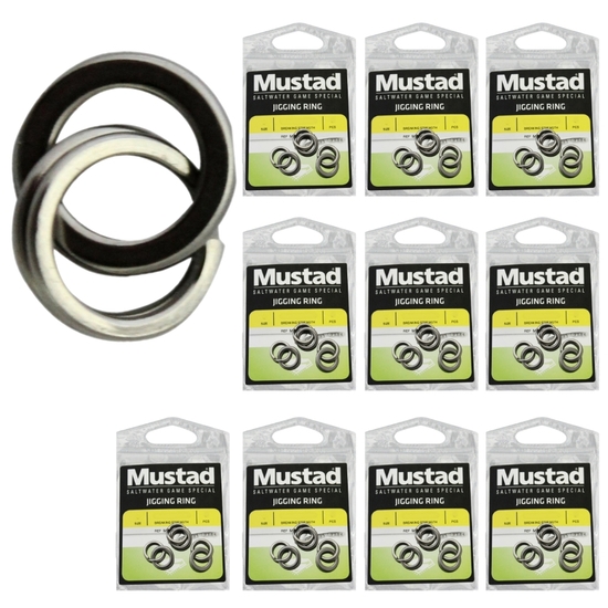 10 x Packets of Size 5 Mustad Stainless Steel Jigging Rings For Fishing Lures