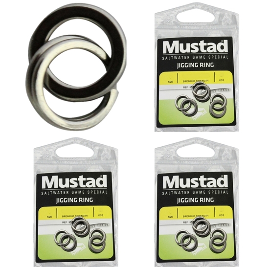 3 x Packets of Size 5 Mustad Stainless Steel Jigging Rings For Fishing Lures
