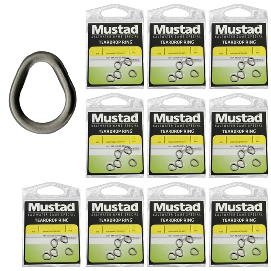 10 x Packets of SS Mustad Stainless Steel Teardrop Rings For Fishing Lures