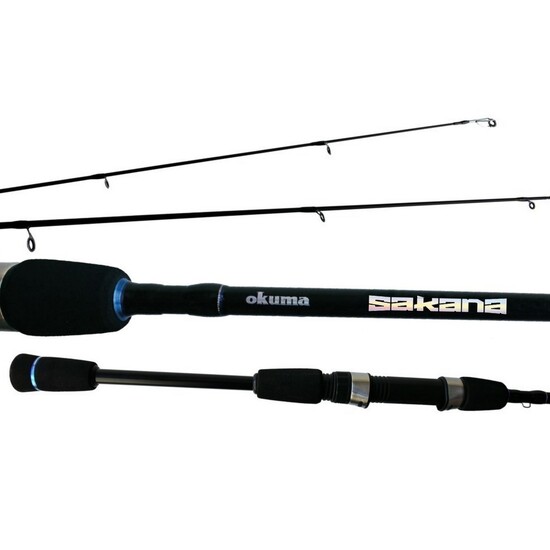 6'6 Okuma Sakana 6-14lb Graphite Spin Rod - 2 Piece Spinning Rod with Split Grip