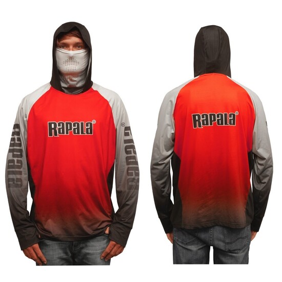 Small Rapala Breathable Hooded Long Sleeve Fishing Shirt with Built-In Face Mask