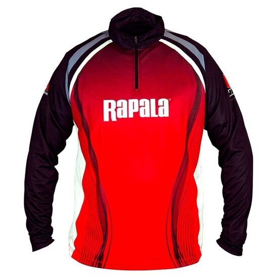 Small Rapala Red/Black Long Sleeve Tournament Fishing Shirt - UPF 30+ Fishing Jersey