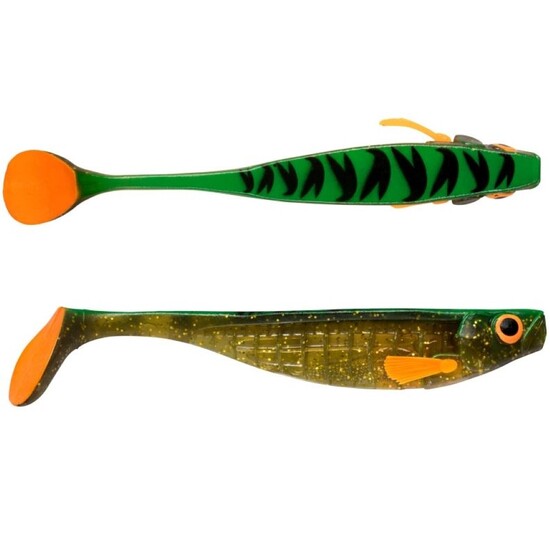 18cm Storm RIP T-Bone Soft Shad Lure - Green Motor Oil Tiger