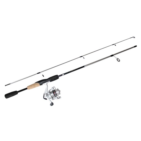 Black 5'6 Okuma Steeler XP 2 Piece Fishing Rod and Reel Combo Spooled with Line