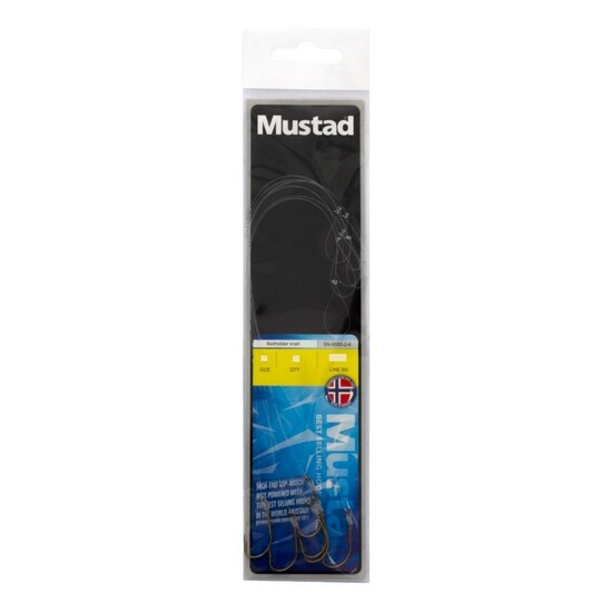 6 Pack of Size 8 Mustad Hand Tied Snelled Rigs with 9555 Bronze Baitholder Hooks