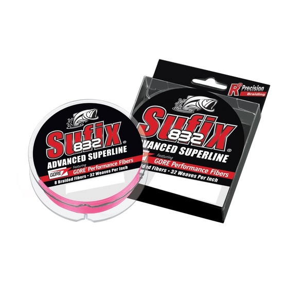 300yd Spool of 10lb Sufix 832 Superline Braided Fishing Line - Pink Braid