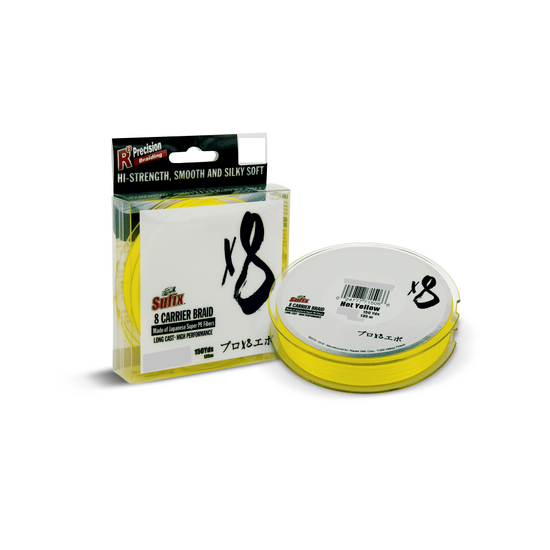 150yd Spool of 6lb Sufix X8 Braided Fishing Line Hot Yellow 8 Strand