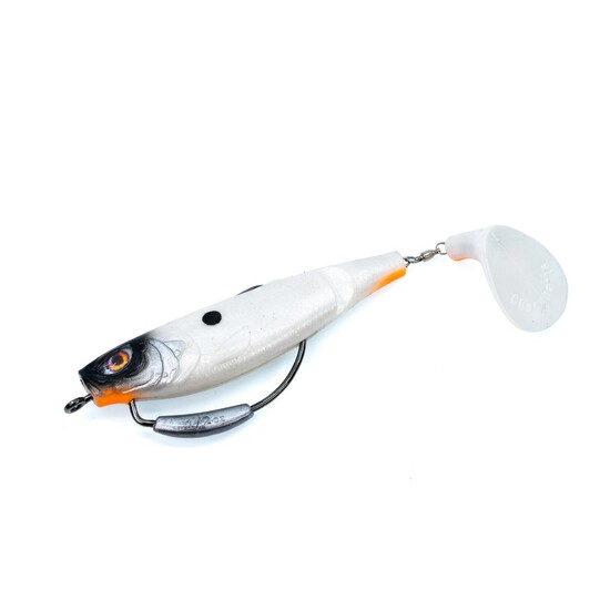 90mm Chasebaits The Swinger - Weedless Paddle Tail Softbait Lure - Snow White