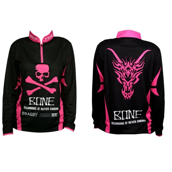 Pink Bone Long Sleeve Fishing Shirt with Zippered Front [Size: 8]