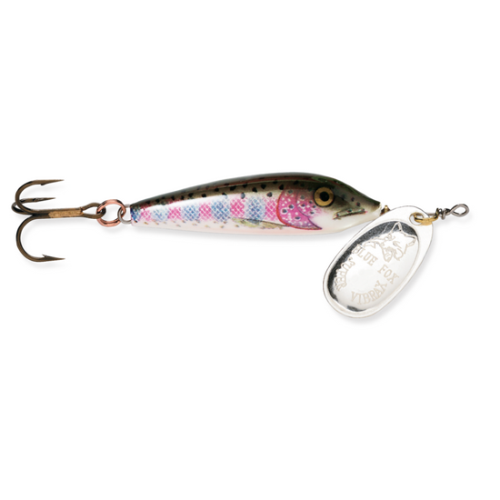 Size 2 Blue Fox Vibrax Minnow Spin 4gm Spinner Lure - Rainbow Trout