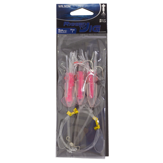 Wilson Rigged to Jig Rig - Colour #1 - Three Hook Squid Style Jig - Fully UV Active