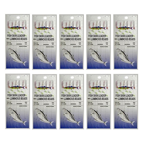 Wilson Bait Jig Fishing Rig 6 Hooks Size 10 - Bulk 10pc