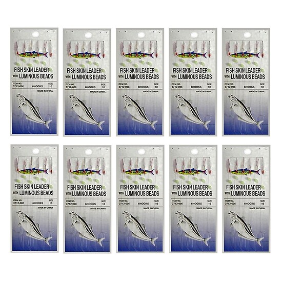 WILSON BAIT JIG FISHING RIG 6 HOOKS SIZE 10 - BULK 10pc