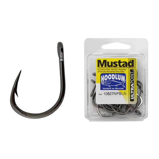 100 x Mustad 10827NPBLN Hoodlum 4x Strong Chemically Sharpened Fishing Hooks