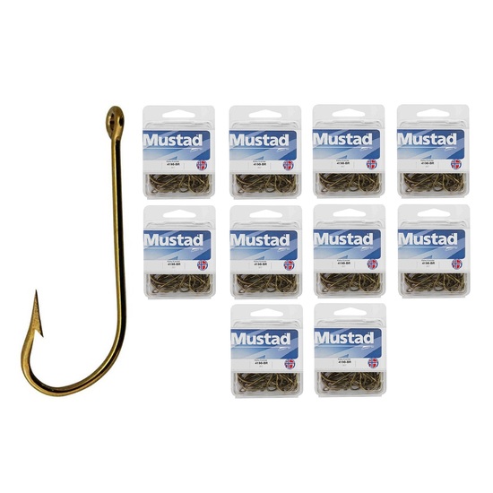10 Boxes of Mustad 4190 Bronze Kendal Kirby Fishing Hooks - Size 6/0
