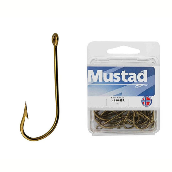 100 x Mustad 4190 Bronze Kendal Kirby Fishing Hooks - Size 6/0