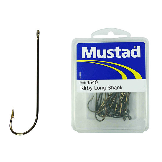100x Mustad 4540 1/2 Bronze Long Shank Kirby Fishing Hooks - Size 1/0