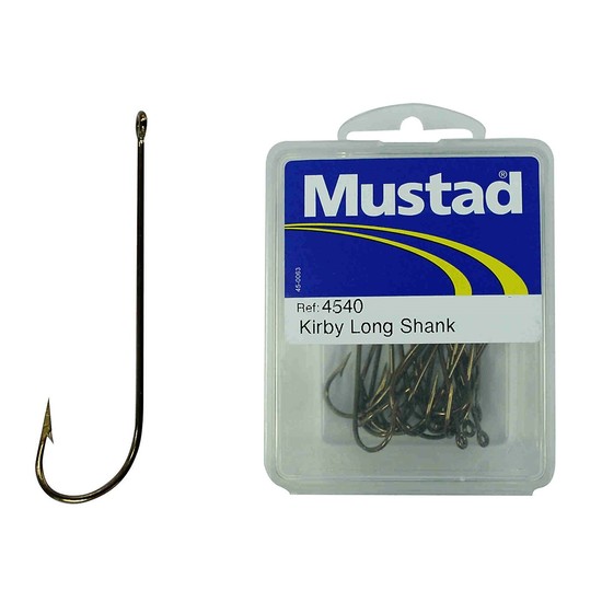 Mustad - 4540 1/2 - Size 2/0 Qty 25 - Kirby Long Shank Bronzed Hooks