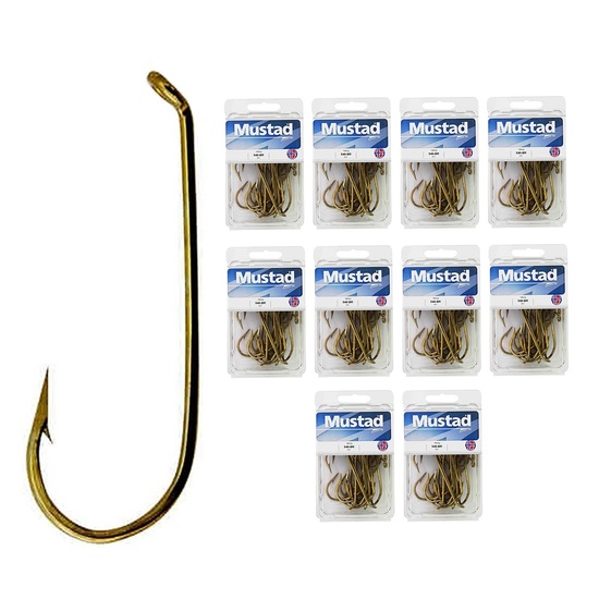 10 Boxes of Mustad Bronze 540 French Viking Fishing Hooks - Size 2/0