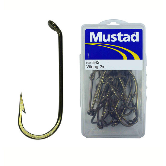 100 x Mustad 542 Bronze French Viking 2x Strong Fishing Hooks - Size 3/0