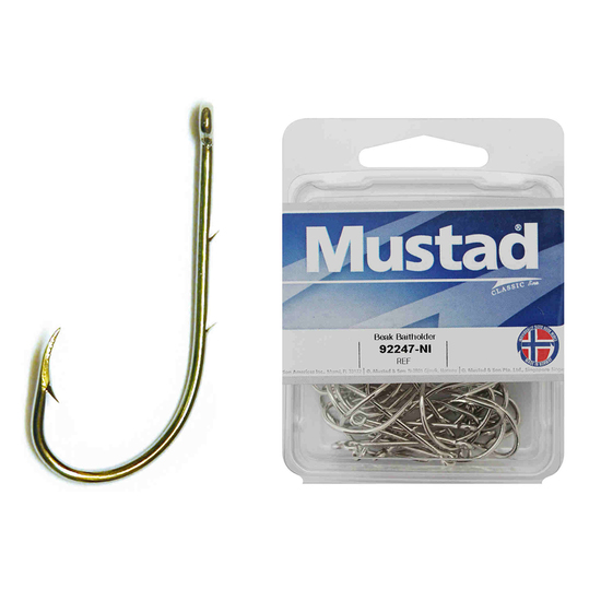 1 Box of Mustad 92247NI Beaked Baitholder Nickle Fishing Hooks