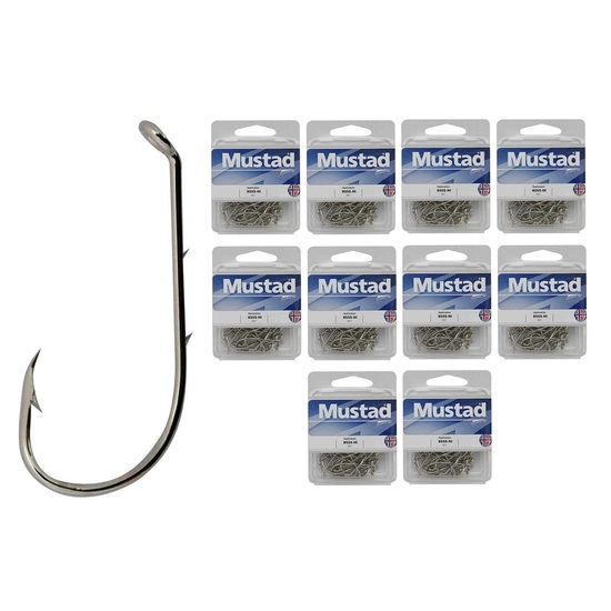 10 Boxes of Mustad 9555B Beaked Baitholder Nickle Plated Fishing Hooks - Size 1