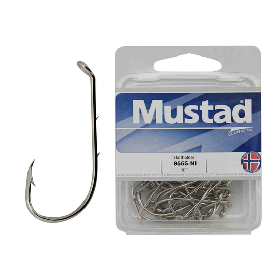 1 Box of Mustad 9555B Beaked Baitholder Nickle Plated Fishing Hooks