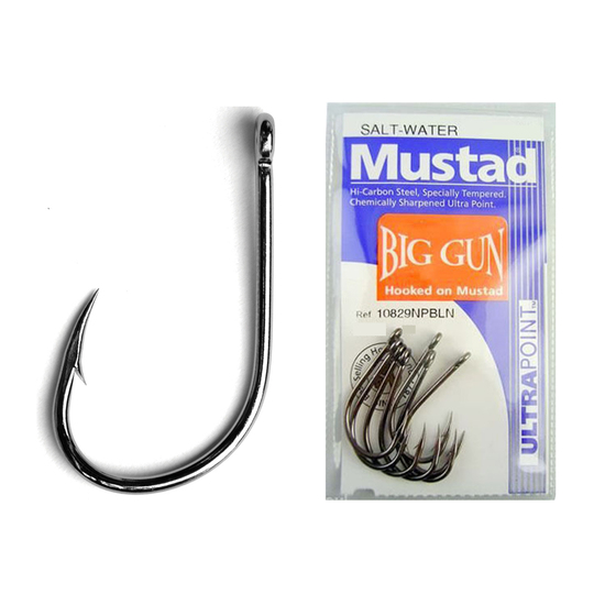 1 Packet of Mustad 10829NPBLN Big Gun Chemically Sharp Fishing Hooks