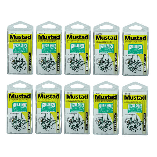 10 Packs of Mustad 3331NPGR Needle Sneck Weed Chemically Sharp