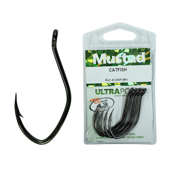 Mustad 412NPBLN-Size 4/0-Qty 5-Ultra Point Deep V Chemically Sharpened Hooks