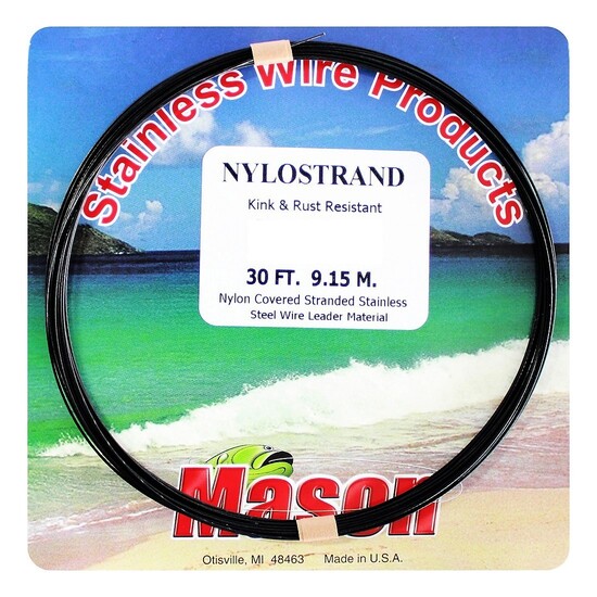 30ft Coil of 150lb Black Nylostrand Stainless Steel Fishing Wire Leader Material