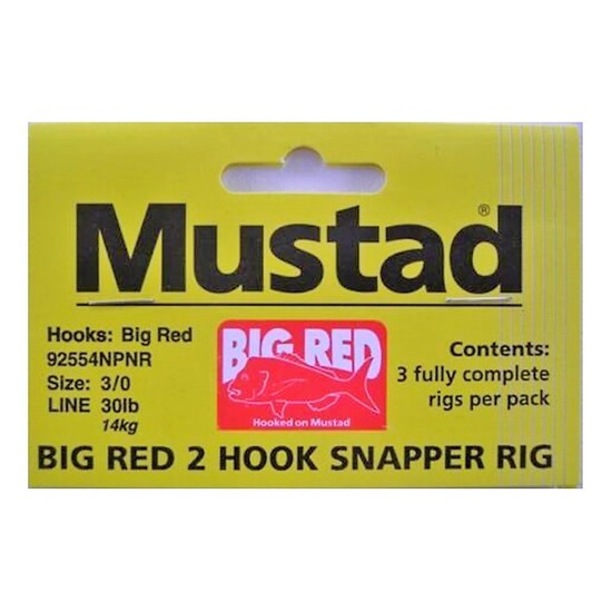 Mustad  Big Red Snapper Rig 2 Hook Set Up X 3 Rigs 3/0