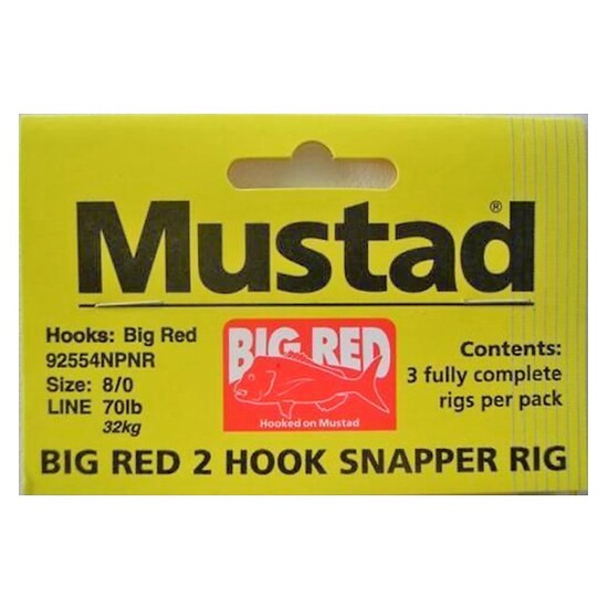 Mustad Big Red Snapper Rig 2 Hook Set Up X 3 Rigs 8/0