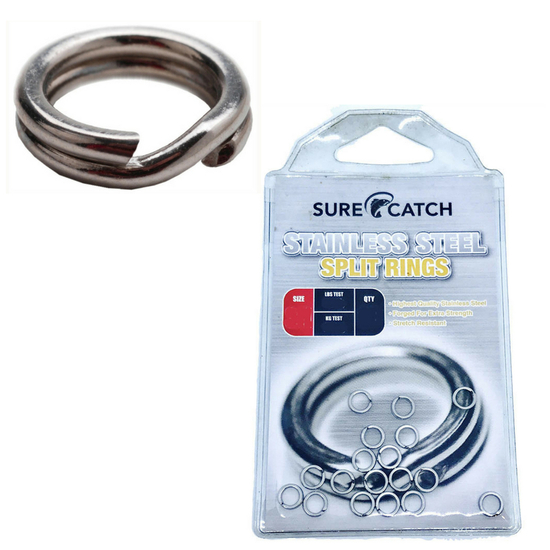 Surecatch Stainless Split Rings 6H 66lb/30kg 14 Per Packet For Fishing Lures